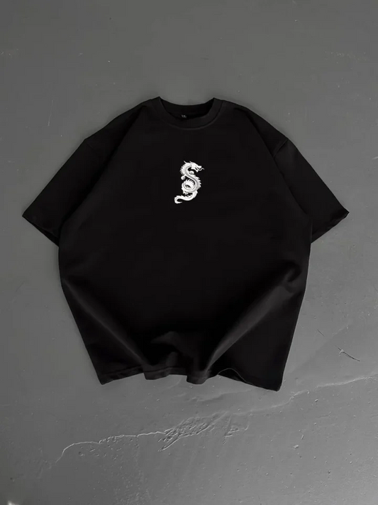 Minimal Dragon Oversize T-shirt – Siyah