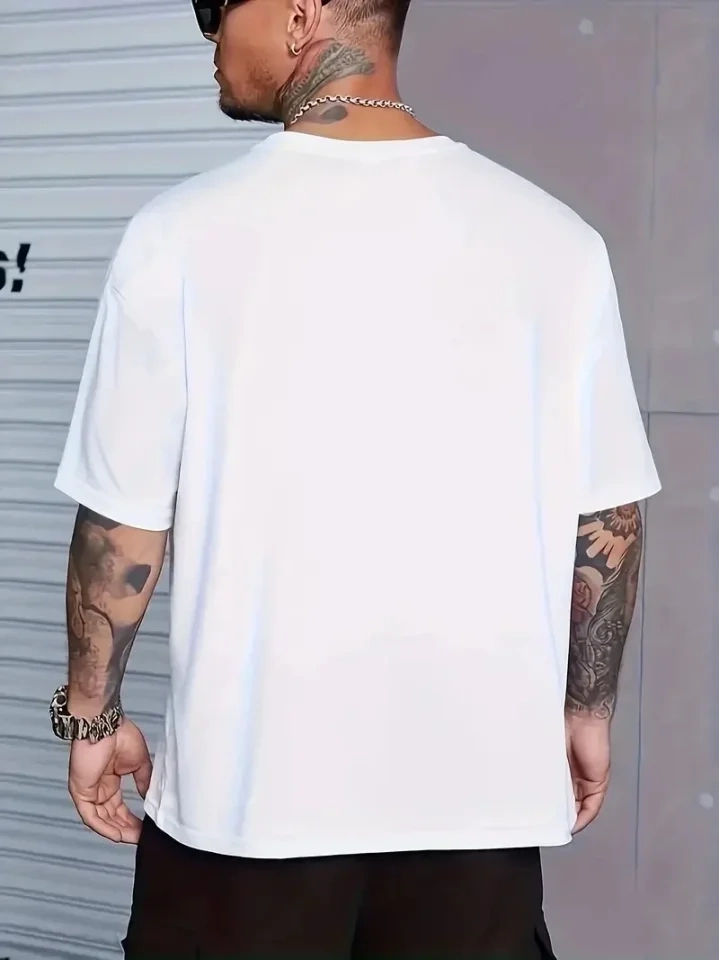 Baskılı Bisiklet Yaka Erkek T-shirt - Beyaz