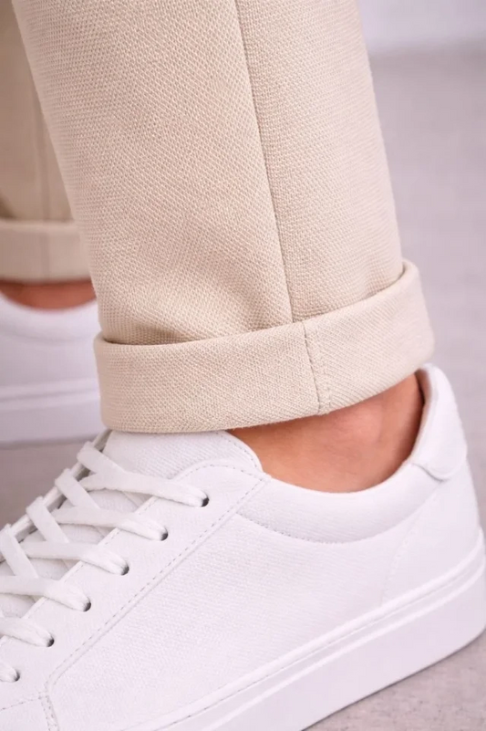Modern Fit Duble Paça Bağcıklı Erkek Keten Jogger Pantolon
