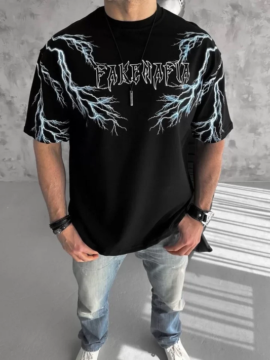 Fakemafia Şimşek Baskılı Oversize T-shirt